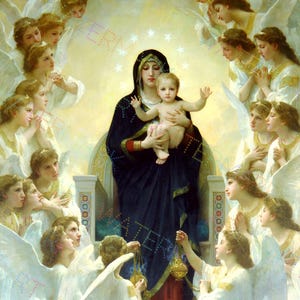 Our Lady Queen of Angels, Canvas Art, Large Wall Decor, Fine Art Prints