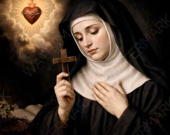 St. Margaret Mary Alacoque Canvas Art: Sacred Heart of Jesus, Catholic Gift