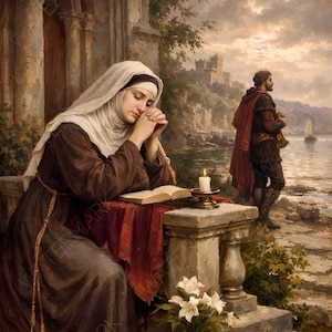 Digitale kunst St. Monica | Patroonheilige van moeders | Katholieke muurdecoratie | Christelijke afdrukbare download