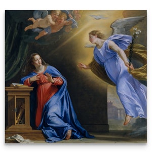 Annunciation, Angel Gabriel, Catholic Art, Virgin Mary Wall Art, Fine Art Prints
