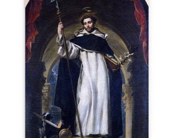 Saint Dominic Canvas Wall Art, Catholic Gifts, Patron Saints, Mary's Servant of the Rosary