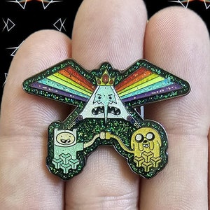Cartoon Dog Classic Rock Prism Ranbow Pyramid Glitter Variant Metal Enamel Lapel Hat Pin