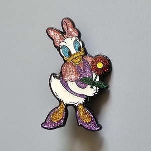 BMFS Red Daisy Cartoon Glitter Variant Metal Enamel Lapel Hat Pin