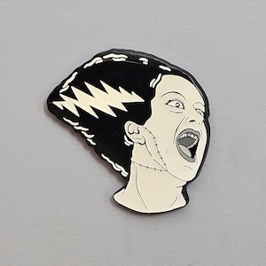 GD Bride Of Frankenstein Glow In The Dark Lightning Bolt Metal Enamel Hat Pin
