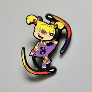 Flow Arts Toy LED Poi Cartoon Girl Raver Rave EDM Metal Enamel Lapel & Hat Pin