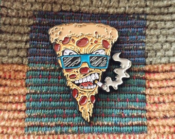 I Love Pizza With Sunglasses Enamel Lapel Hat Pin