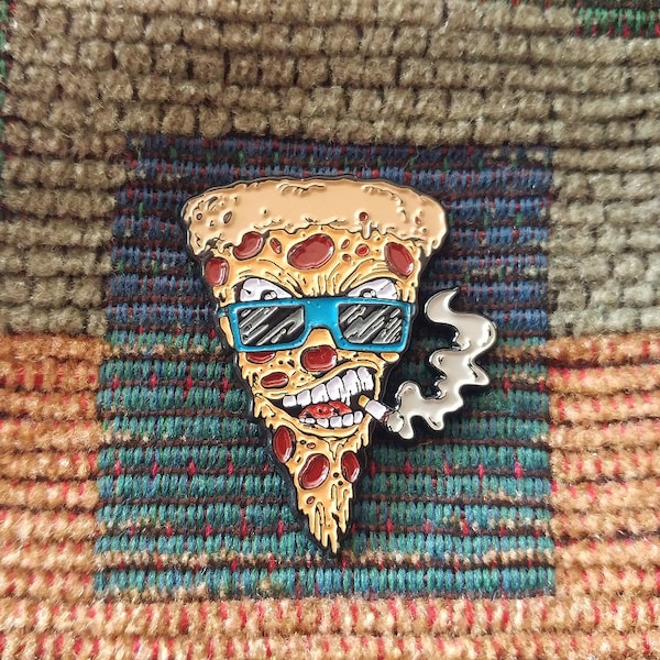 I Love Pizza With Sunglasses Enamel Lapel Hat Pin