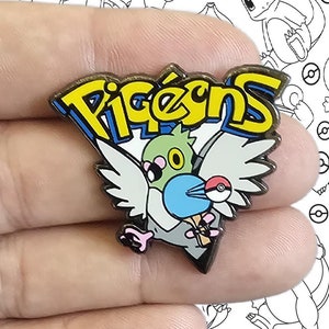 Pin de solapa de metal esmaltado con forma de pájaro de dibujos animados de anime de la banda P4 Pigeons Jam