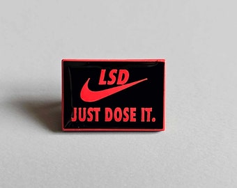 Just Dose It Red & Black Metal Enamel Lapel Hat Pin