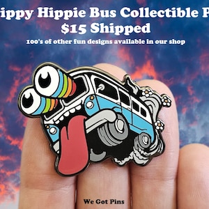 Trippy Hippie Van Cartoon Bus Metal Enamel Lapel Hat Pin