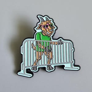 BMFS Concert Rail Rider Goat Blue & Green Sunglasses Big Mon Metal Enamel Hat Pin