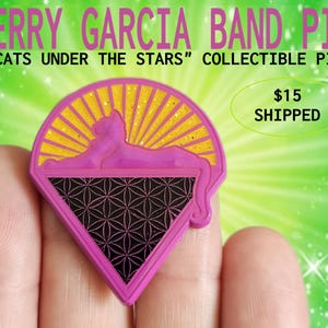 Dead Cats Sacred Geometry Pink Tone and Gold Glitter Metal Enamel Lapel & Hat Pin