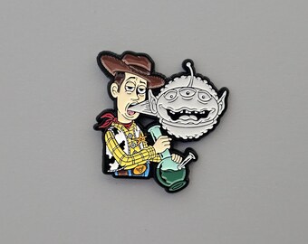 Tecknad Cowboy Alien Metall Emalj Kavajnål med Hatt