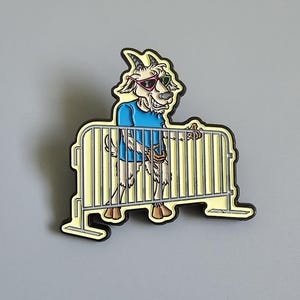 BMFS Concert Rail Rider Goat Blue & Yellow Sunglasses Big Mon Metal Enamel Hat Pin