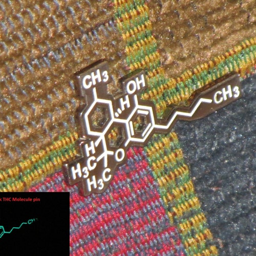 THC Medical Marijuana Molecule Pot 420 Glow in the Dark EDM Hippy Jam Band Festival Tour Lapel Hat Pin