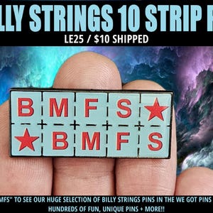 BMFS Blue Red Star 10 Strip Blotter Look Metal Enamel Lapel Pin