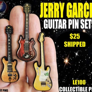 Dead Head Jerry JGB Wolf Tiger Rose Guitar Jam Band Enamel Lapel Hat Pin Set Lot