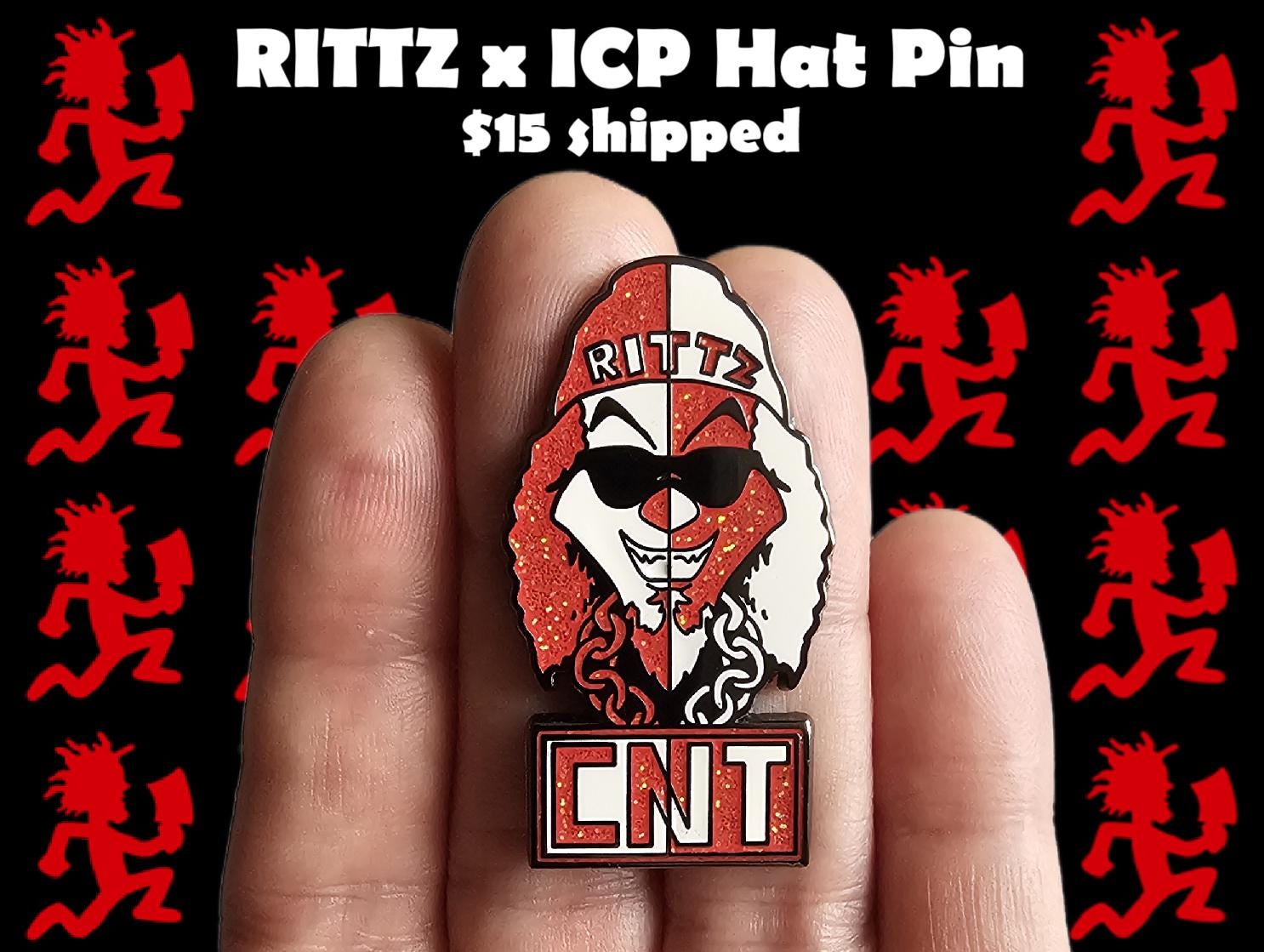 Rap Hip Hop Heavy Metal Jack In The Box Killer Clown Metal Enamel Lapel Hat Pin