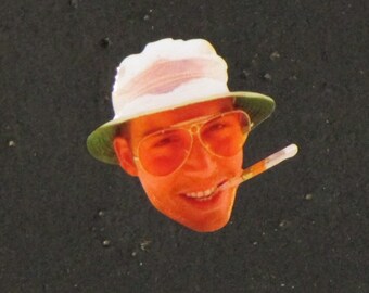 Hunter S. Thompson Fear And Loathing T-Shirt - Dr. Gonzo 420 Design On Gildan Cotton Tee (Blue)