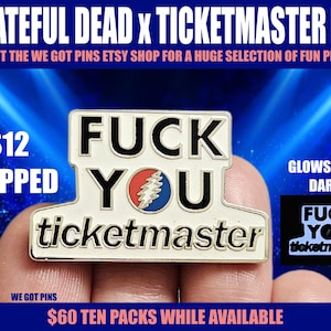 Dead Head Lustig USA Ticket Rockband Konzert Schädel Blitz Amerika Glow In The Dark Emaille Revers Hutnadel