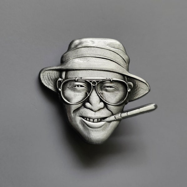 Fear and Loathing Cartoon Hunter S Thompson Gonzo 3D Molded Metal Enamel Lapel Hat Pin