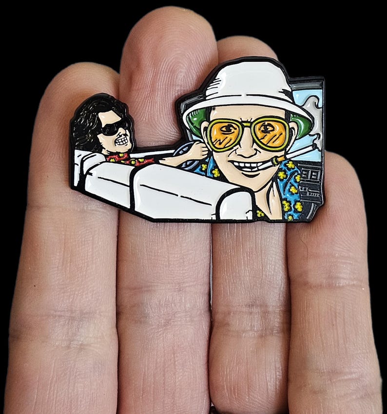 Hunter S Thompson Fear and Loathing in Las Vegas Enamel Lapel Hat Pin image 2