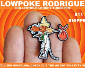 Slow Poke Hitchhiking Hiking Cartoon Mouse Enamel Lapel Hat Pin