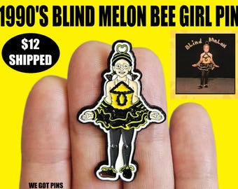 90's Style Bumble Bee Girl Alternative Rock Grunge Band Metal Enamel Lapel Hat Pin