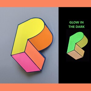 PL Cube Logo Neon Orange Yellow Pink Glow In The Dark Variant Metal Enamel Lapel Hat Pin