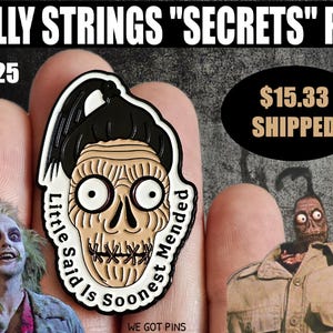 BMFS Secrets Sewn Shrunken Head Cartoon Zombie Tiki 1980s Bluegrass Retro Metal Hat Pin
