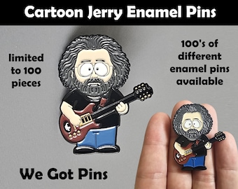 Cartoon Jerry Tiger Guitar Jam Band Enamel Metal Lapel Hat Pin