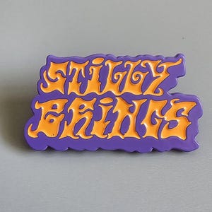 BMFS Orange & Purple Stilly Brings Parody Enamel Metal Lapel Hat Pin