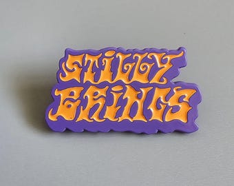 BMFS Orange & Purple Stilly Brings Parody Enamel Metal Lapel Hat Pin