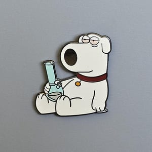 Cartoon Dog Burn Out Brian Hippie Enamel Metal Lapel Hat Pin