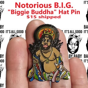 1990&#39;s Hip Hop 90&#39;s Rap Buddha Biggie Metal Enamel Lapel Hat Pin
