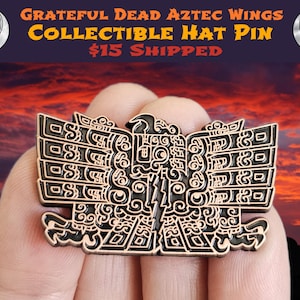 Pin de metal esmaltado para solapa y sombrero con diseño de alas de familia muerta, estilo egipcio, azteca, egipcio, halcón, águila y rayo