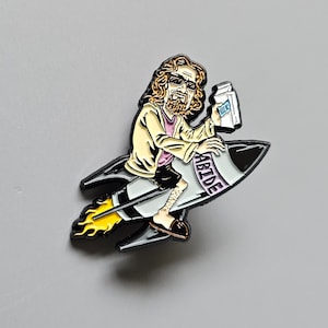 The Dude Abides Pin Up Girl Rocket Metal Enamel Lapel Hat Pin