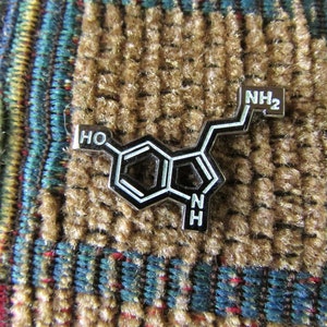 Serotonin Molecule Glow in the Dark Lapel Hat Pin