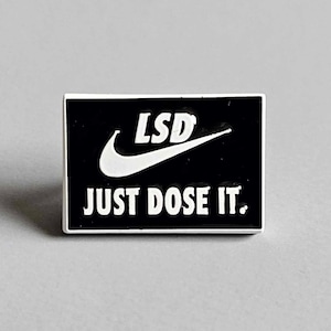 Just Dose It White & Black Metal Enamel Lapel Hat Pin