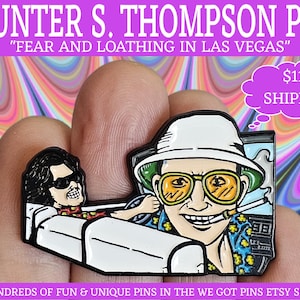 Hunter S Thompson Fear and Loathing in Las Vegas Enamel Lapel Hat Pin