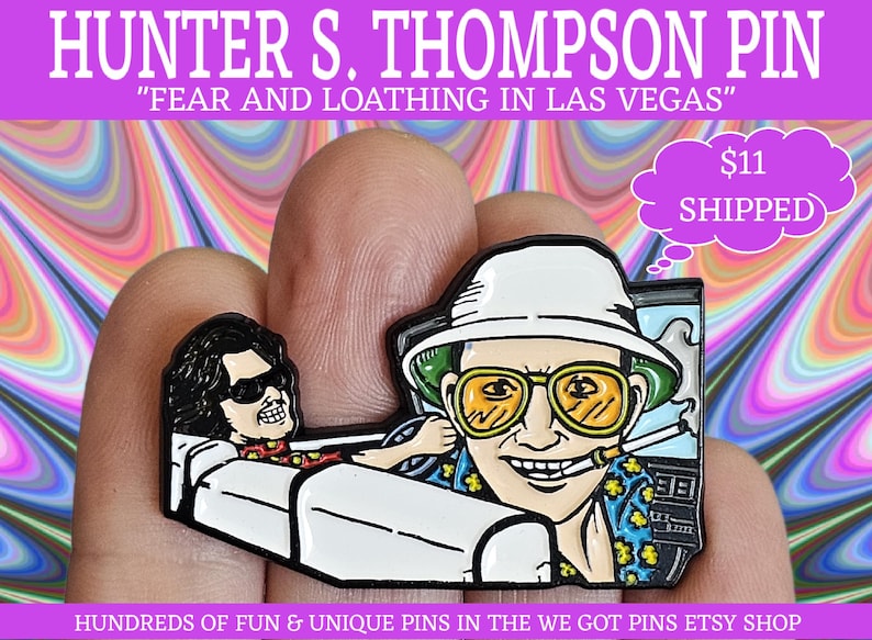 Hunter S Thompson Fear and Loathing in Las Vegas Enamel Lapel Hat Pin image 1