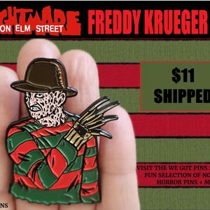 1980&#39;s Horror Freddy 80&#39;s Gore Film Enamel Lapel Hat Pin
