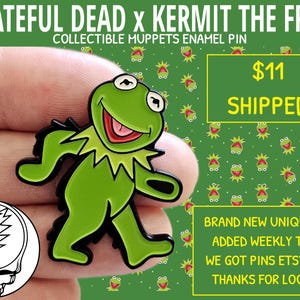 Dead Head Cartoon Puppet Dancing Frog Comic Rock Band Concert Enamel Lapel Hat Pin