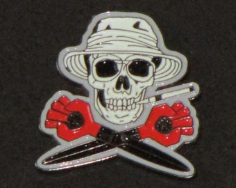 5 Pack of Hunter S. Thompson Fear Fear and Loathing in Las Vegas Skull and Crossbones Lapel Hat Pin Lot