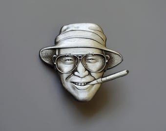 Fear and Loathing Cartoon Hunter S Thompson 3D Molded Metal Enamel Lapel Hat Pin