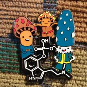 Molecule Cartoon Mushroom War Fungi Molecule Lapel Hat Pin