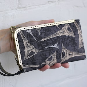 Cartera Funda para teléfono con bolsillo para tarjetas de tela con estampado de París, Cartera para teléfono de mujer