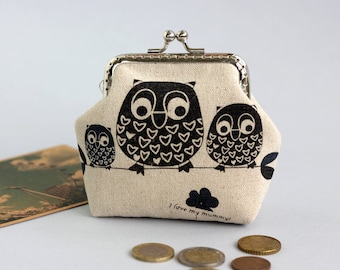 Small Coin Purse Owl wallet, Kiss Lock Change Purse, Coin Pouch, Change purse, Coin Purse Clasp, Owl coin purse, Womens wallet Kids