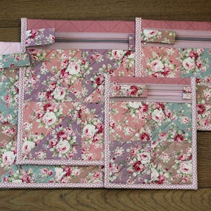 Cross Stitch Project Bag Patchwork Embroidery WIP Pouch Quilted Cotton Craft Organizer for Nurge