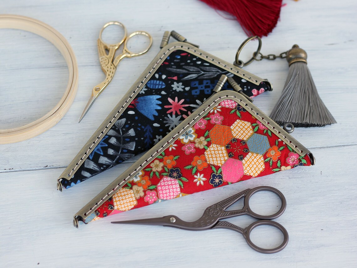 Scissors Amp Needle Cross Stitch Organizer Case Metal Frame Etsy